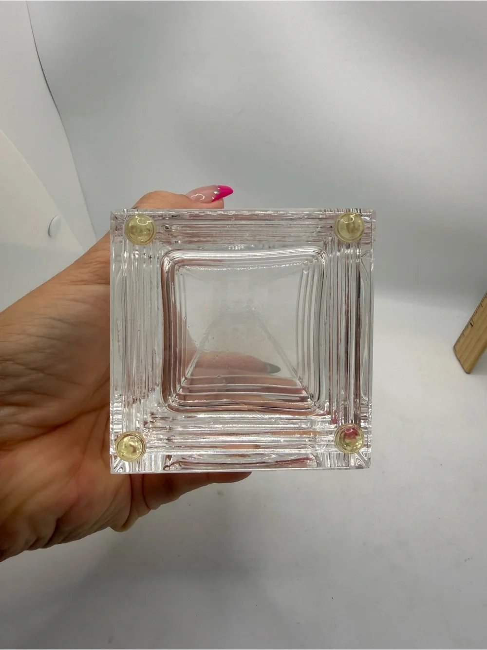 Tiffany & Co. crystal vase with a tapered architectural design 1980